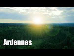 Home Familie loopt de 4 km wandelroute door bloemenweide in Durbuy, Ardennen met groene heuvels op achtergrond